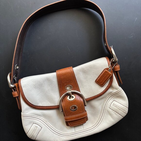 Coach Vintage Small Soho Cream & Cognac Leather Shoulder Bag F10188 - Picture 1 of 5